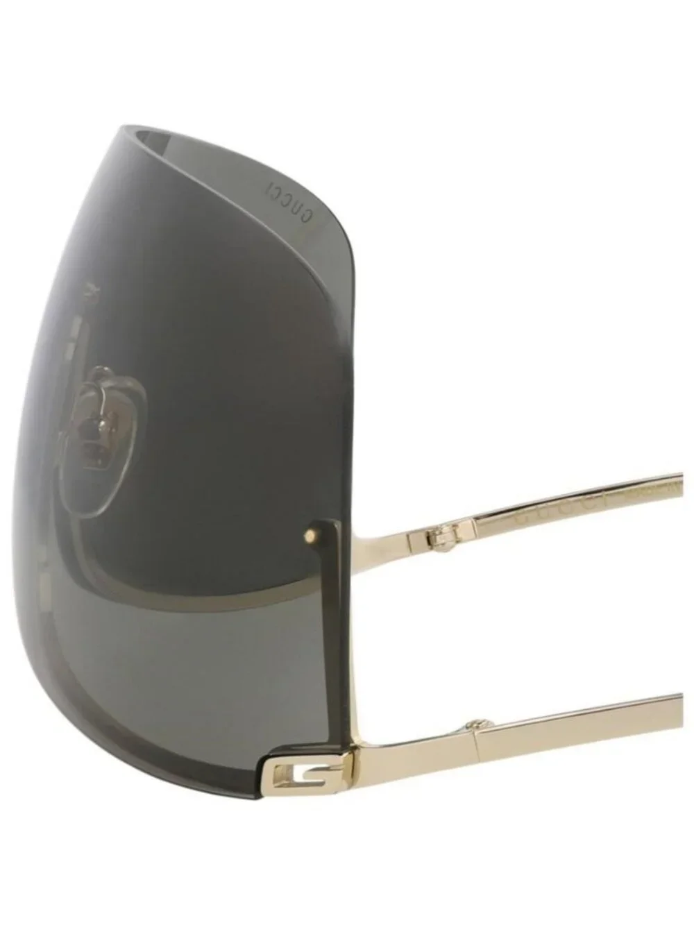New Gucci Unisex Shield/Wrap Gold Gold Grey Fashion Designer Sunglasses